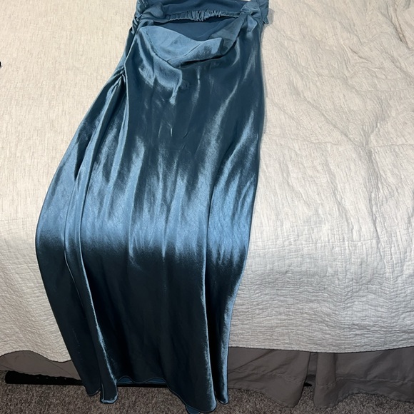 blue maxi strapless and low back satin dress. size medium. - Picture 8 of 8